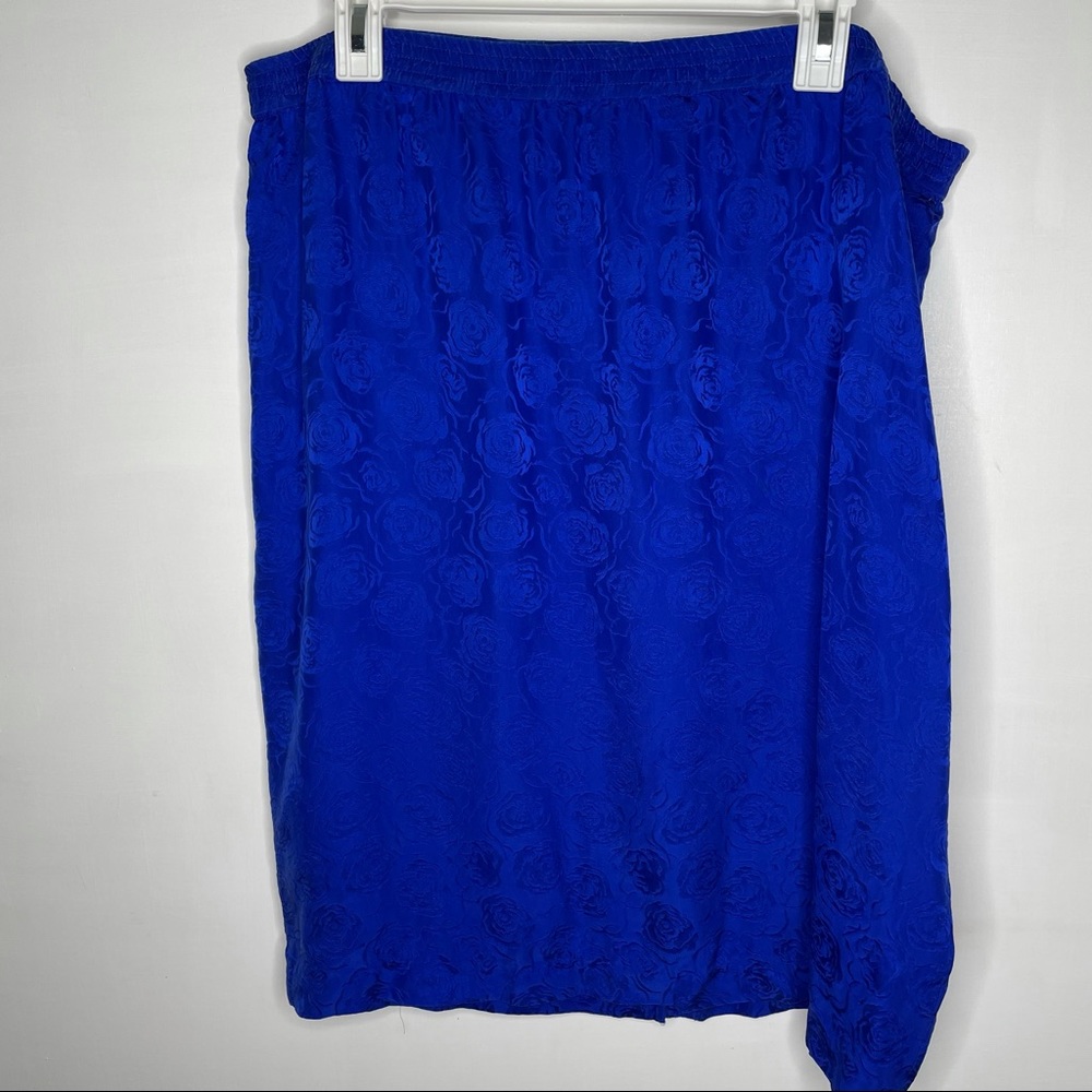 VTG Spenser Jeremy Blue silk floral embossed skirt